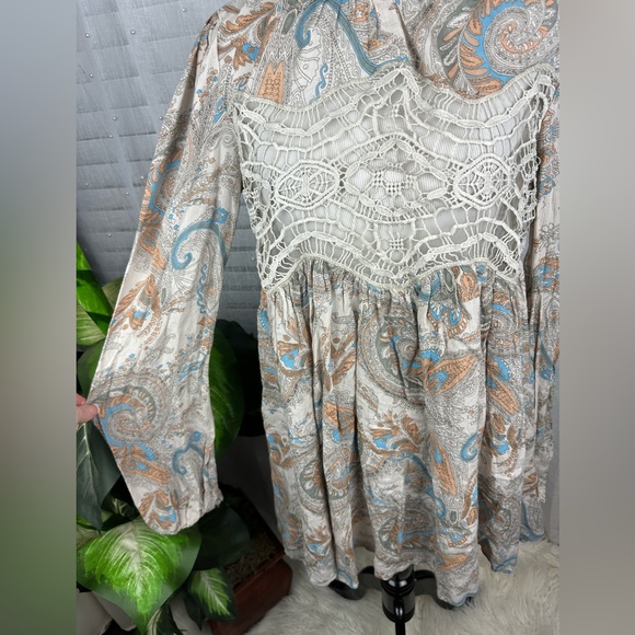 NWT Free People Tea Combo Sweet Thing High Neck Boho Swing Top Tunic Size XS - Picture 7 of 8